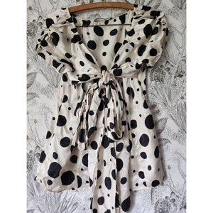 Andrea Behar Boston Proper Silk Polka Dot Blouse Size 6 Medium